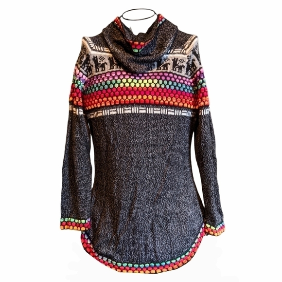 Alpaca mix handmade Sweater Boho-Hippie design - Picture 6 of 9